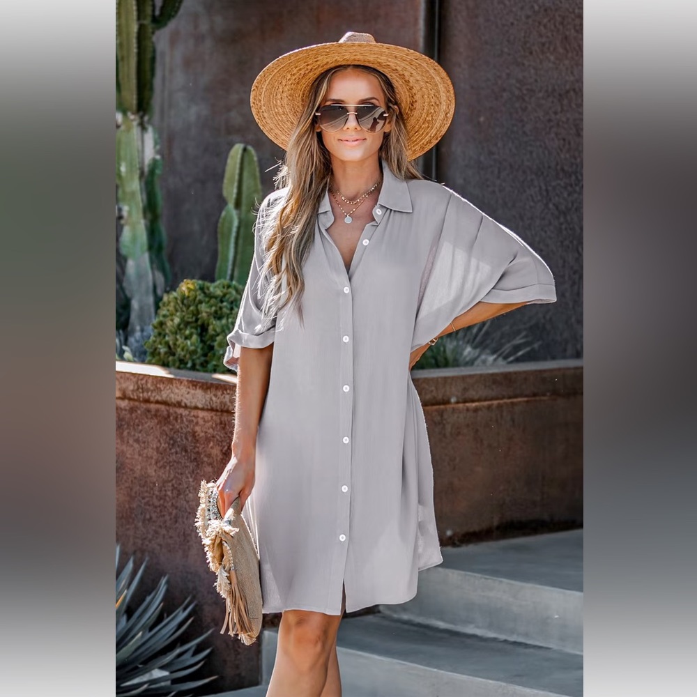 Kora Button-Front Shirt Dress